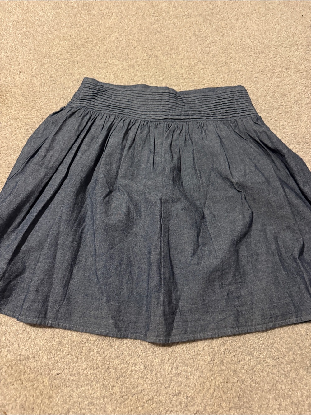 dolan Dark Denim-Look Smocked Waist Skater Skirt